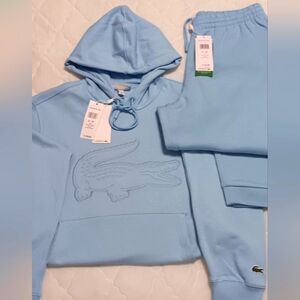 Lacoste Unisex Fleece Sweatsuit Pastel Blue-Size(Medium)-NWT- $300